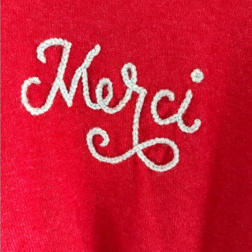 Sundry Merci Sweater XL Red Graphic Crewneck Oversized Anthropologie - Picture 5 of 9